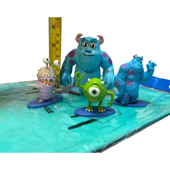 Monsters Inc Figurines Set & Teal Plastic Table Cover 54"x108"  Birthday Party - Picture 3 of 4